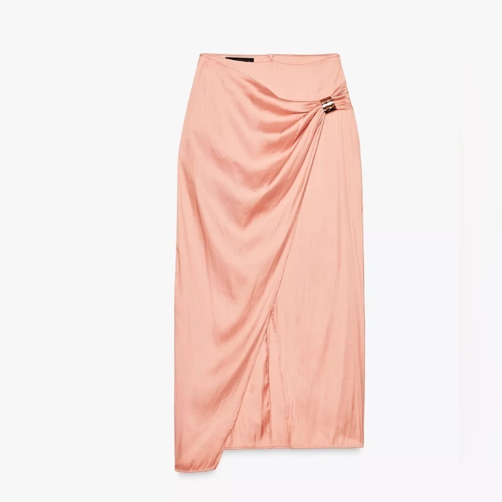 🔥🔥Zara satin midi skirt with Gold Appliqué